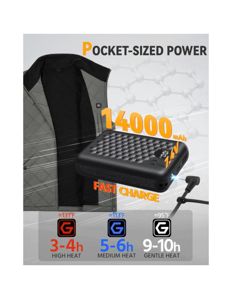 Chaleco Térmico Wulcea para Hombres 7.4V 14000mAh Gris