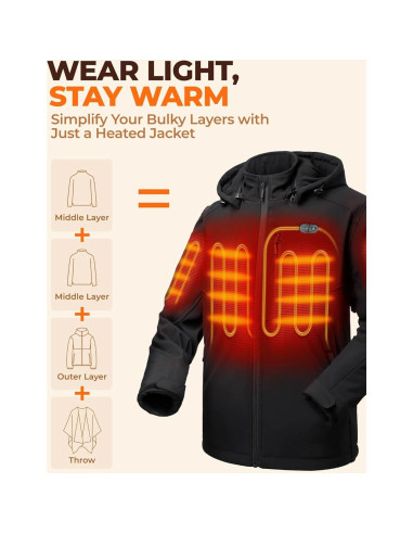 Chaqueta Calefaccionada ORORO Hombre 5 Zonas Calor USB-C