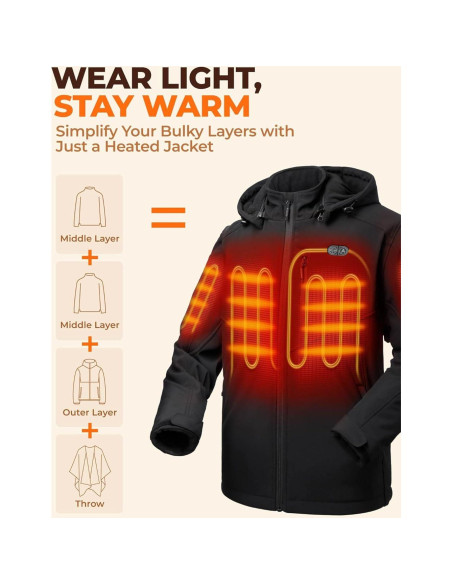 Chaqueta Calefaccionada ORORO Hombre 5 Zonas Calor USB-C