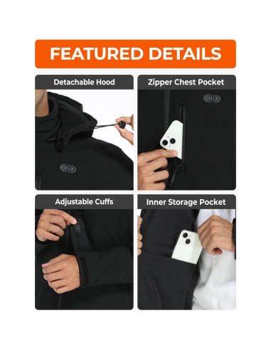 Chaqueta Calefaccionada ORORO Hombre 5 Zonas Calor USB-C