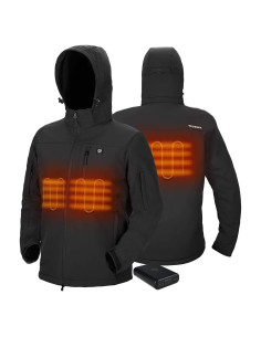Chaqueta Calentada TIDEWE para Hombres - Negro - Talla S-XXXL