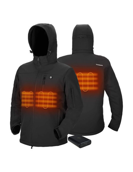 Chaqueta Calentada TIDEWE para Hombres - Negro - Talla S-XXXL