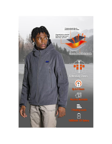 Chaqueta Calentada Antártica Gear 12V 16000mAh Forro Polar