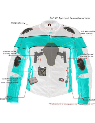 Chaqueta de moto Xelement CF562 Tri-Tex Rosa Negra Mujer XL