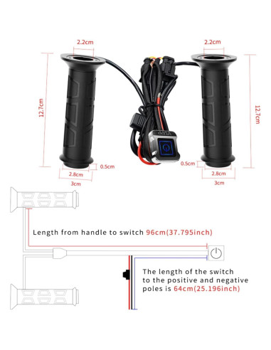 Agarraderas Calentadas OXWIND 12V para ATV 22mm - 3 Niveles
