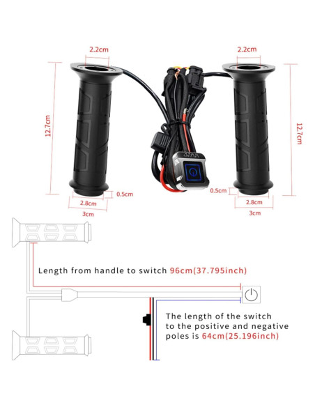 Agarraderas Calentadas OXWIND 12V para ATV 22mm - 3 Niveles