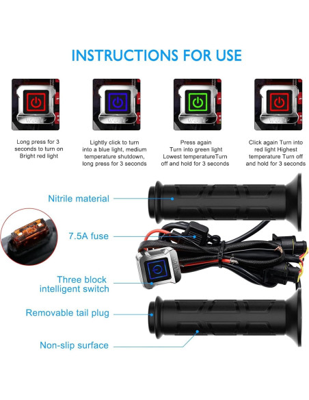 Agarraderas Calentadas OXWIND 12V para ATV 22mm - 3 Niveles