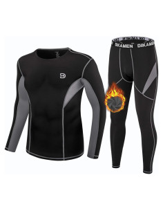 Conjunto Térmico para Hombre DIKAMEN - Forro Polar, Grande, Negro