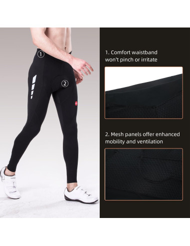 Pantalones de Ciclismo Souke Sports Largos 4D Hombre Negro