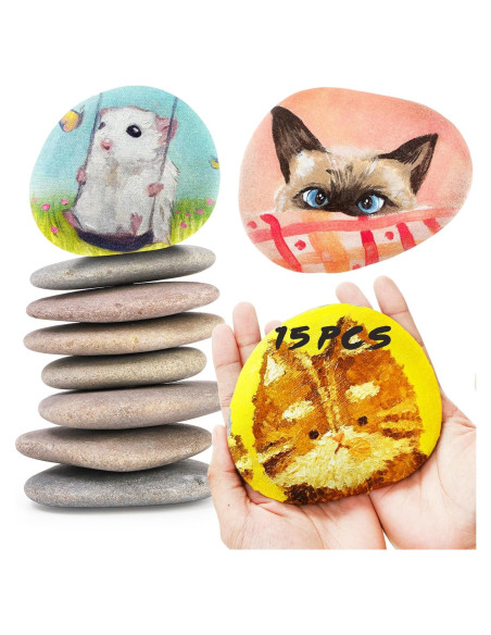 Kit de Pintura de Rocas Mezchi 15 Piezas 7.9-11.9 cm