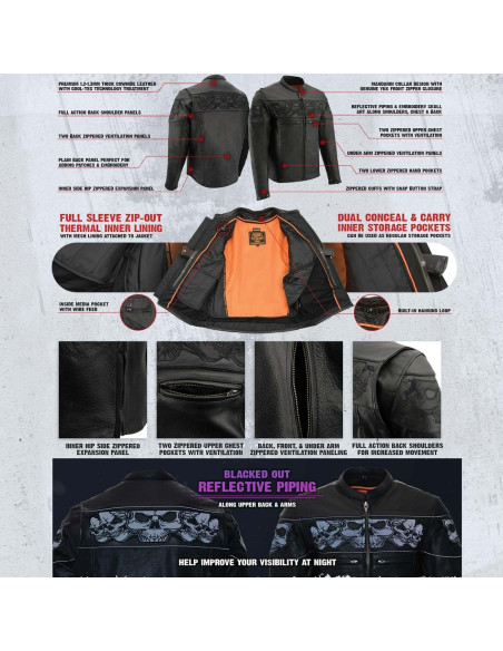 Chaqueta de motocicleta Milwaukee Leather MLM1501 Cool-Tec Negra XXL