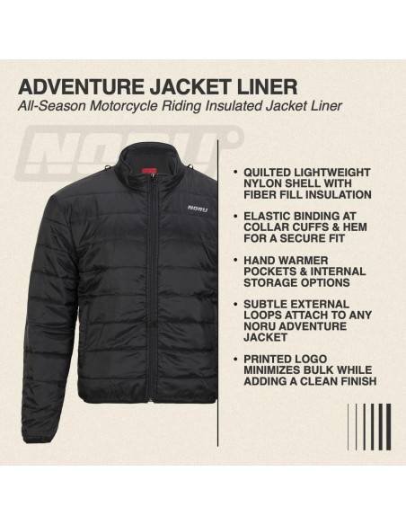 Forro de Chaqueta de Motocicleta Noru Adventure Grande Negro
