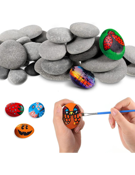 48 Piedras de Río Naturales para Pintar Nuanchu - 3.05-8 cm 48 Piedras de Río Naturales para Pintar Nuanchu - 3.05-8 cm