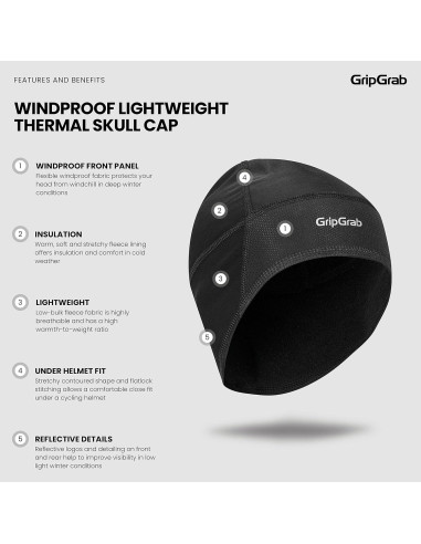 Gorro Térmico GripGrab 5001 a Prueba de Viento para Ciclismo