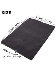 Manta Eléctrica Big Hippo 12V para Coche 147x107 cm Negro 2