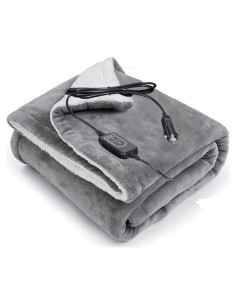 Manta Calentada Eléctrica EZONE 12V Gris Portátil 139.7x101.6cm