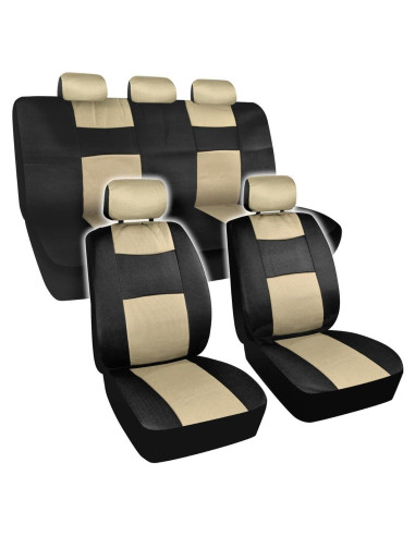 Cubierta de Asiento de Coche BDK 11 Piezas Beige Negro