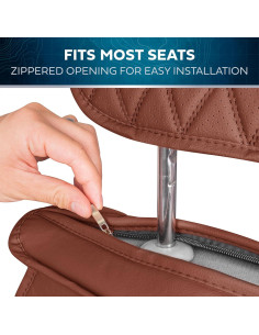 Fundas de Asiento de Coche MotorBox Cuero Sintético Marrón 2