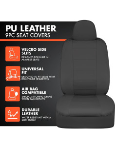 Cubiertas de Asiento de Coche BDK UltraLuxe 9 Piezas Negro 2