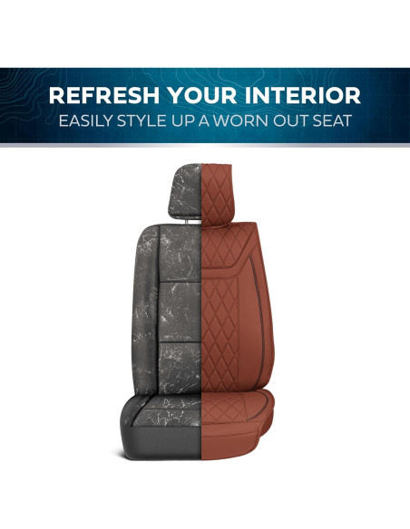 Fundas de Asiento de Coche MotorBox Cuero Sintético Marrón