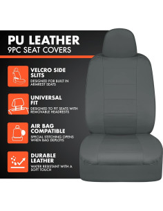 Cubiertas de Asiento de Coche BDK SC-4230-GR de Cuero PU Gris 2