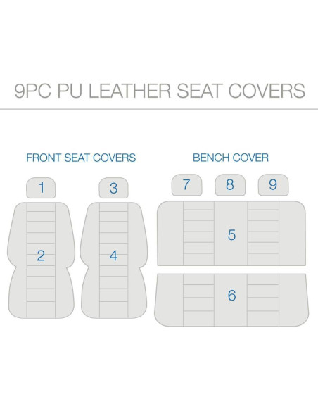 Cubiertas de Asiento de Coche BDK SC-4230-GR de Cuero PU Gris