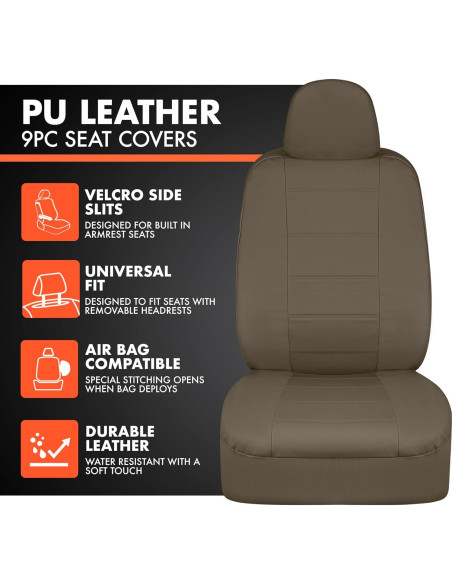 Cubiertas de Asientos de Coche BDK SC-4230-BG Beige 9 Piezas