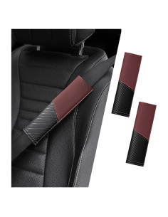 Funda almohadilla cinturón seguridad JDDRY fibra carbono Rojo Vino