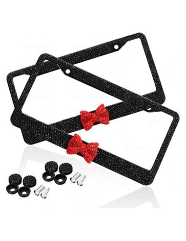 Marco de Placa de Licencia ZONETECH con Rhinestones Rojo