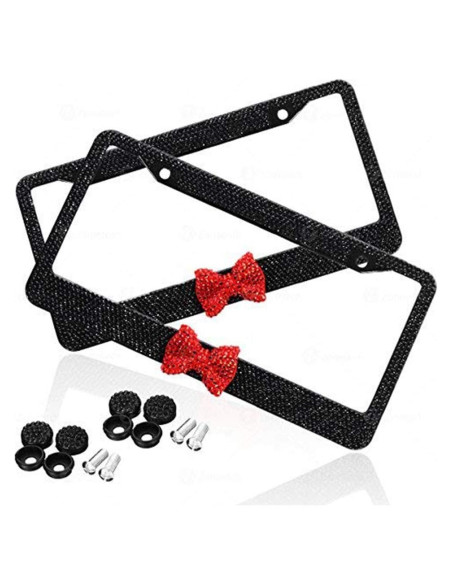 Marco de Placa de Licencia ZONETECH con Rhinestones Rojo