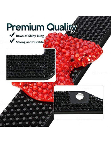 Marco de Placa de Licencia ZONETECH con Rhinestones Rojo