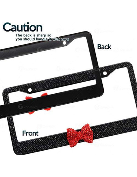 Marco de Placa de Licencia ZONETECH con Rhinestones Rojo