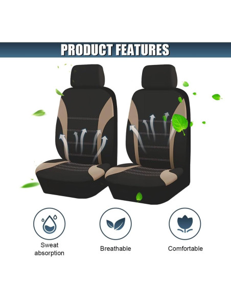 Fundas de Asiento Delantero ZIMISI Beige Ajuste Universal