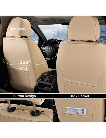 Cubiertas de Asiento de Coche Coverado Beige Juego Completo 5 Piezas