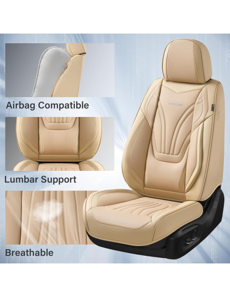 Cubiertas de Asiento de Coche Coverado Beige Juego Completo 5 Piezas