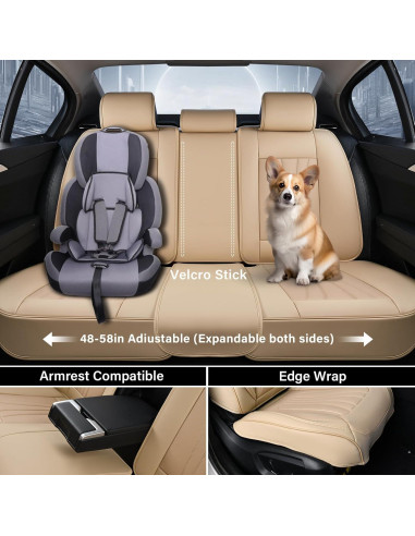 Cubiertas de Asiento de Coche Coverado Beige Juego Completo 5 Piezas