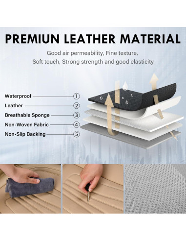 Cubiertas de Asiento de Coche Coverado Beige Juego Completo 5 Piezas