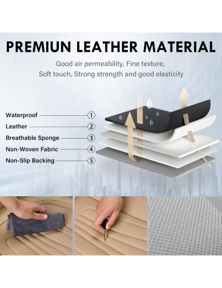 Cubiertas de Asiento de Coche Coverado Beige Juego Completo 5 Piezas