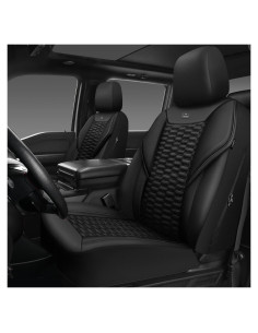 Cubiertas de Asiento Delanteras de Cuero Negro CAR PASS