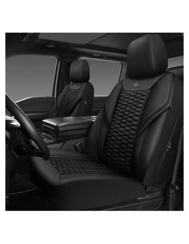 Cubiertas de Asiento Delanteras de Cuero Negro CAR PASS