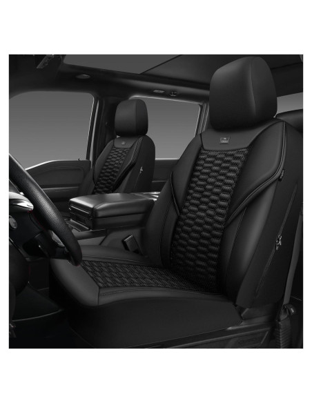 Cubiertas de Asiento Delanteras de Cuero Negro CAR PASS