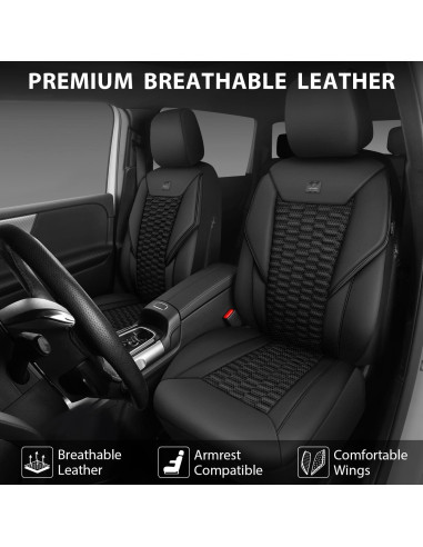 Cubiertas de Asiento Delanteras de Cuero Negro CAR PASS