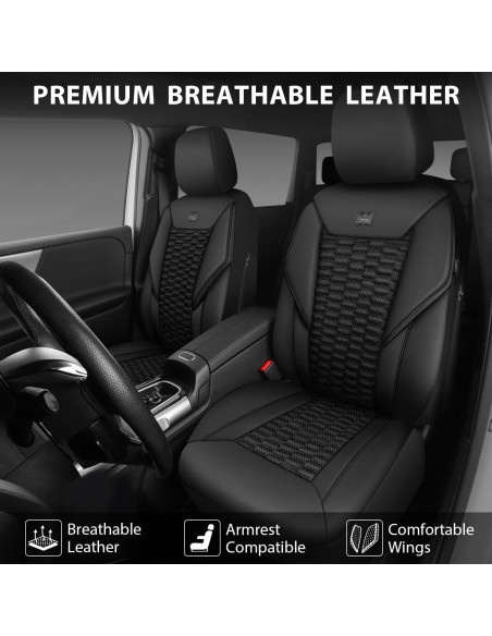 Cubiertas de Asiento Delanteras de Cuero Negro CAR PASS