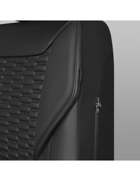 Cubiertas de Asiento Delanteras de Cuero Negro CAR PASS