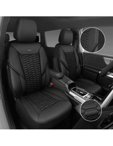 Cubiertas de Asiento Delanteras de Cuero Negro CAR PASS