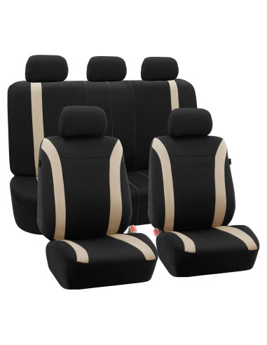 Fundas de Asiento de Coche FH Group Beige y Negro Juego Completo