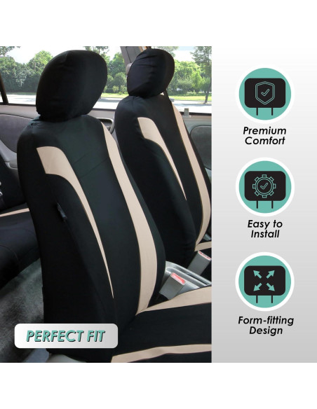 Fundas de Asiento de Coche FH Group Beige y Negro Juego Completo