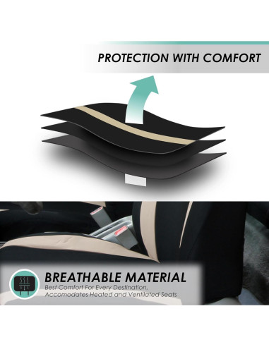 Fundas de Asiento de Coche FH Group Beige y Negro Juego Completo