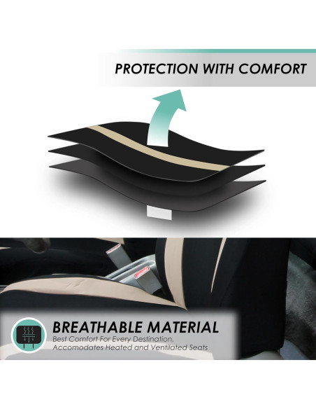 Fundas de Asiento de Coche FH Group Beige y Negro Juego Completo