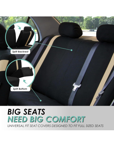 Fundas de Asiento de Coche FH Group Beige y Negro Juego Completo